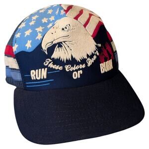 80s/90s Three Stripe American Bald Eagle Snapback Hat